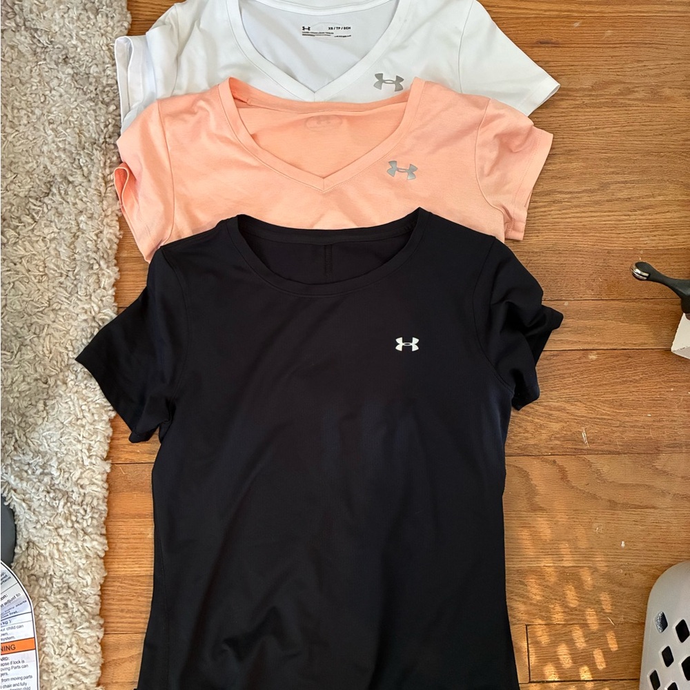 Under Armour Women's Short Sleeve Tees - Black, White, Peach